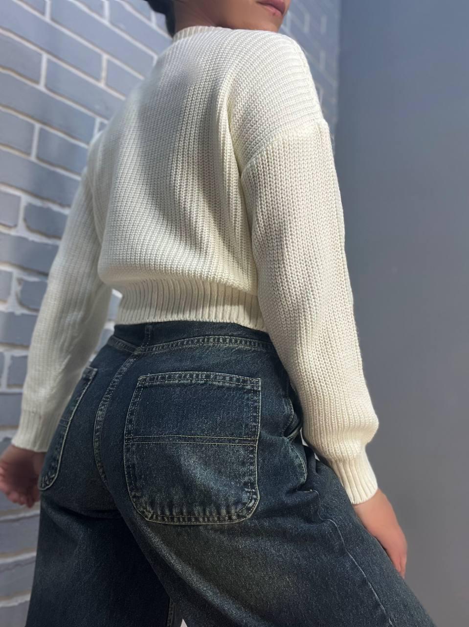 Свитер женский MIX RAY 6716 простой короткий базовый однотонный OS Белый (1235) - фото 6 Свитер женский MIX RAY 6716 простой короткий базовый однотонный OS Белый (1235) - фото 6