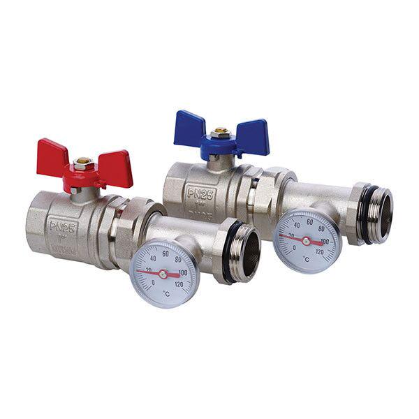 Кран с накидной гайкой с термометром прямой KOER KR.1030 1'" (KR2669)