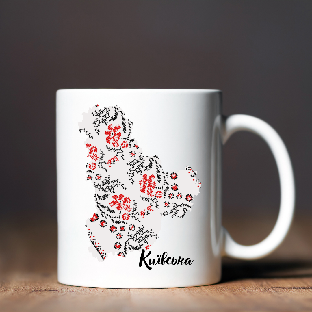 Чашка керамічна глянцева "Вишиванка - Київська" 330 мл Білий (001478)