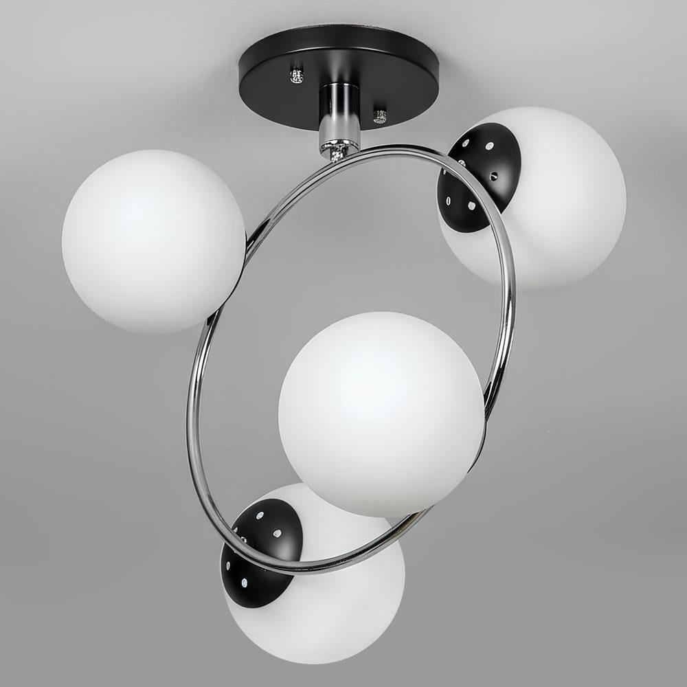 Люстра потолочная Light House SH-20426/4 BK/CR 340х260х430 E27 белые плафоны Черный/Хром