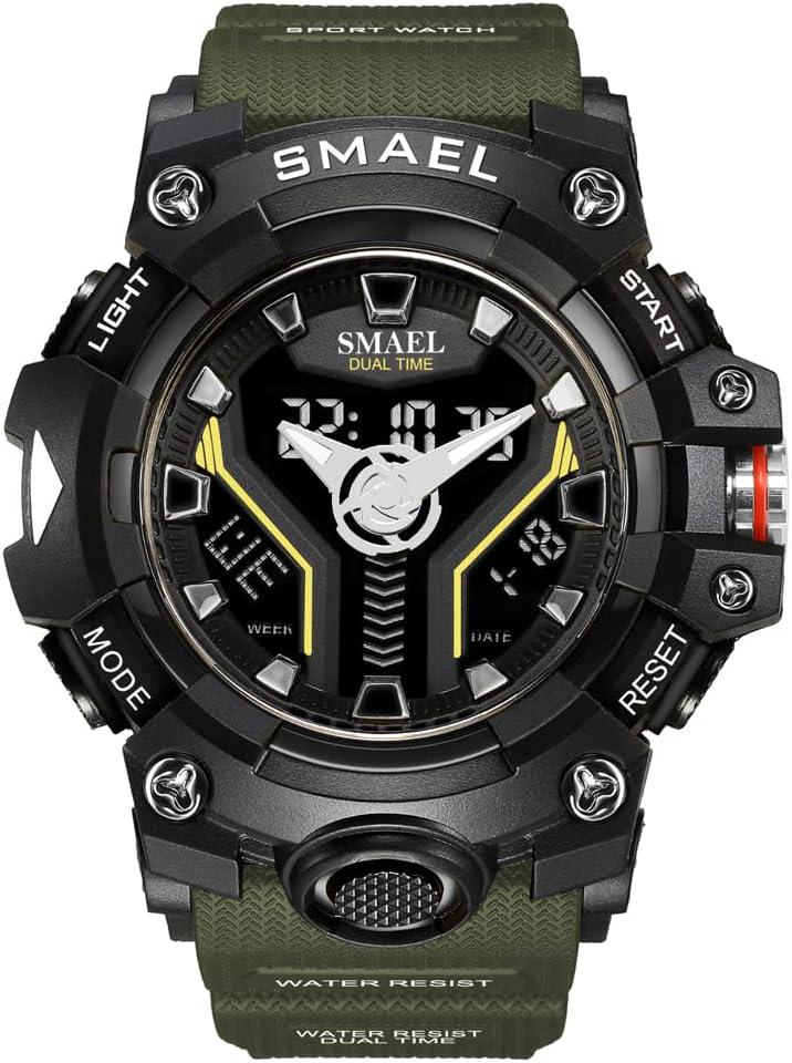 Часы наручные Smael 8075 с двойным дисплеем Army Green (17783)