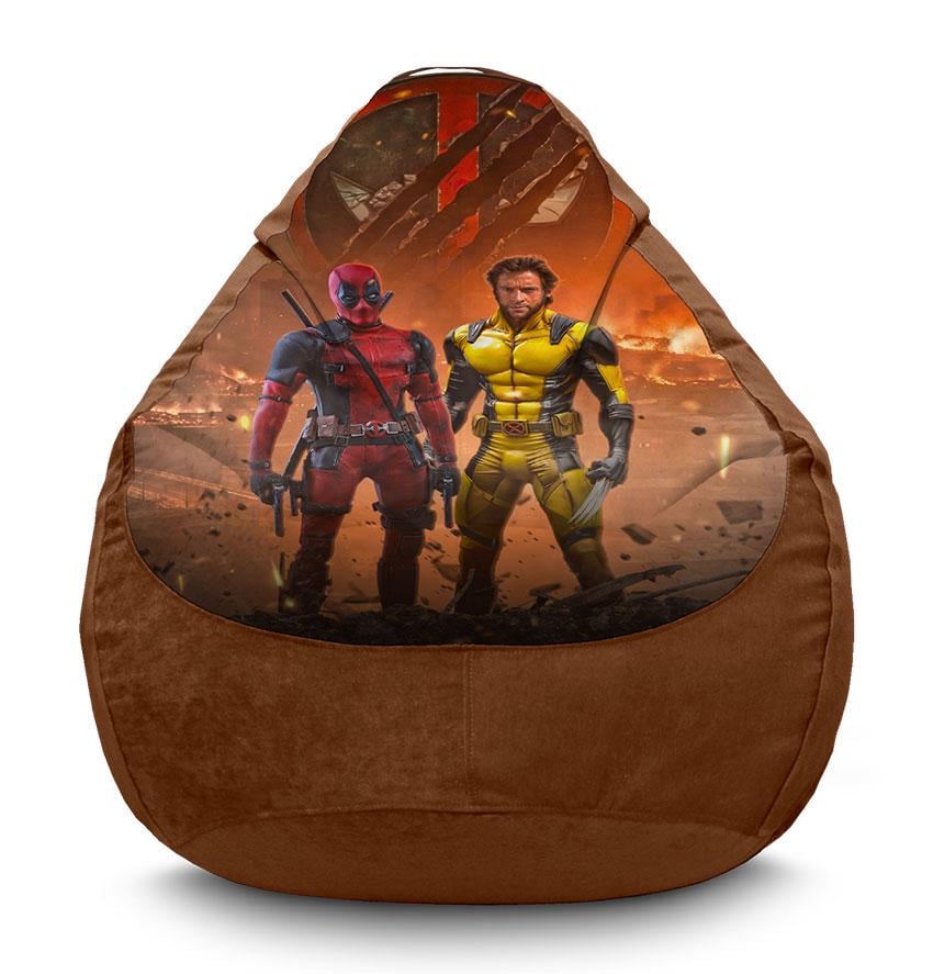 Кресло-мешок iPuff Deadpool and Wolverine Characters Film флок XXXL 100х135 см Коричневый (113940-2)
