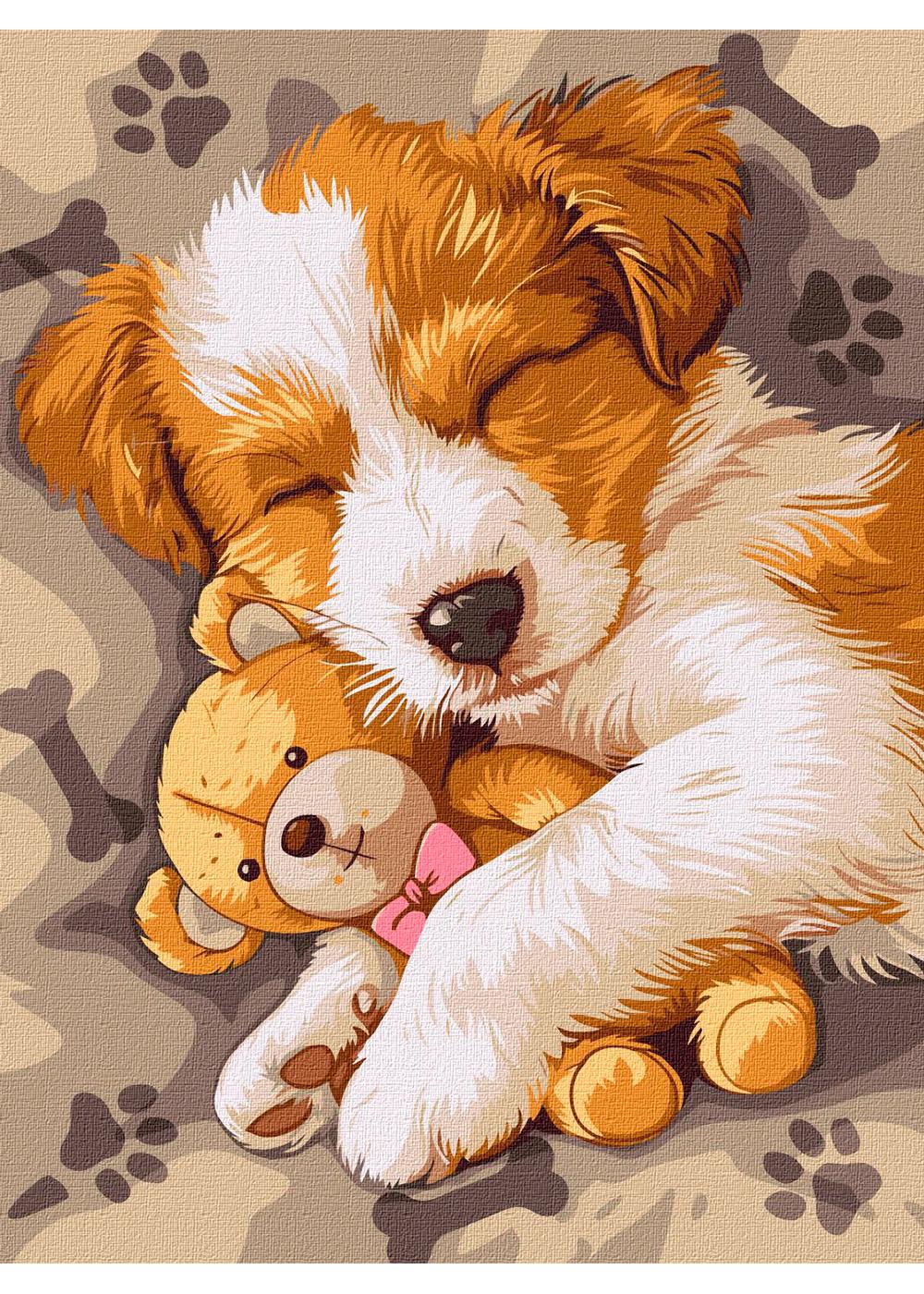 Картина по номерам ИДЕЙКА Спящий джек-рассел 30х40 см (KHO6628)