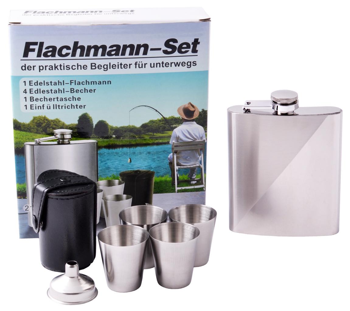 Набір фляга та 4 стопки Silver Phantom 210 мл Нержавіюча сталь