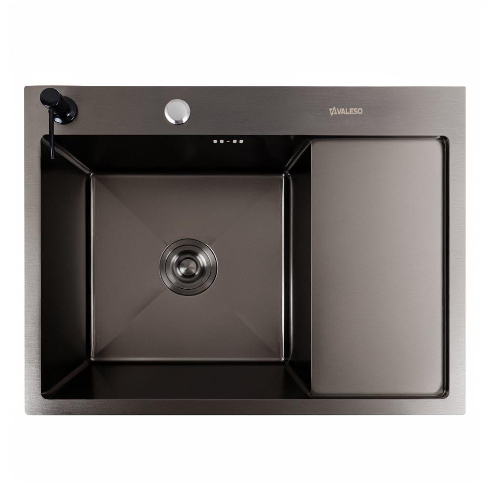 Мийка кухонна Valeso Handmade CM 65х50 L PVD круглий сифон 3,0/0,8 мм Чорний