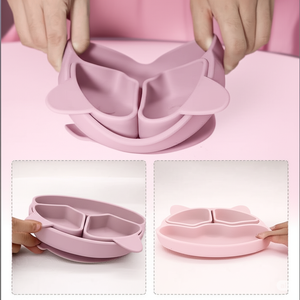 Набор детской посуды на присосках силиконовый Розовый (22391397) - фото 3 Набор детской посуды на присосках силиконовый Розовый (22391397) - фото 3