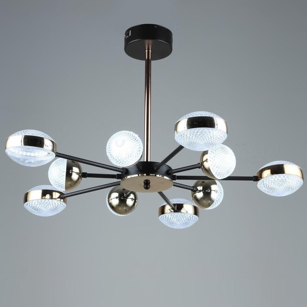 Люстра светодиодная Sirius на восемь плафонов 55W 3000-6500К Золотой (B YH870/5+5 COFFEE+GD)