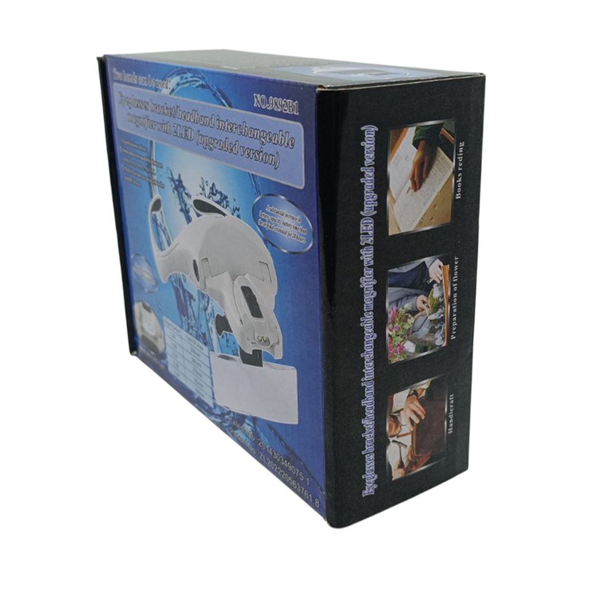 Лупа-очки бинокулярная 9892B1 с LED подсветкой 5 сменных линз 1,0X/1,5X/2,0X/2,5X/3,5X White (160415) - фото 9