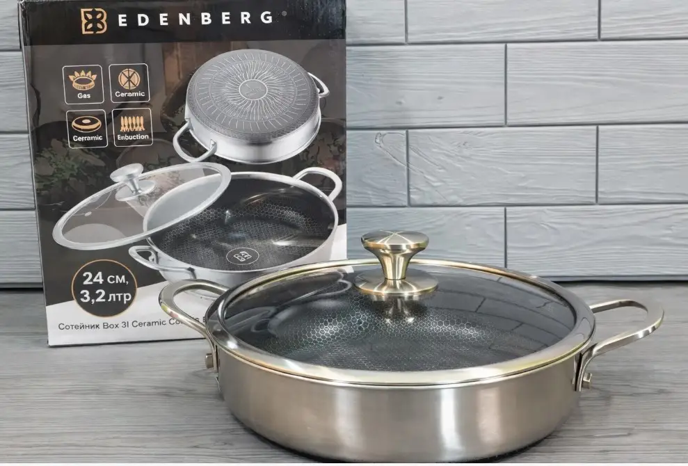 Сковорода-сотейник Edenberg EB-13076 24х7 см 3,2 л 2 ручки (LO-05886)