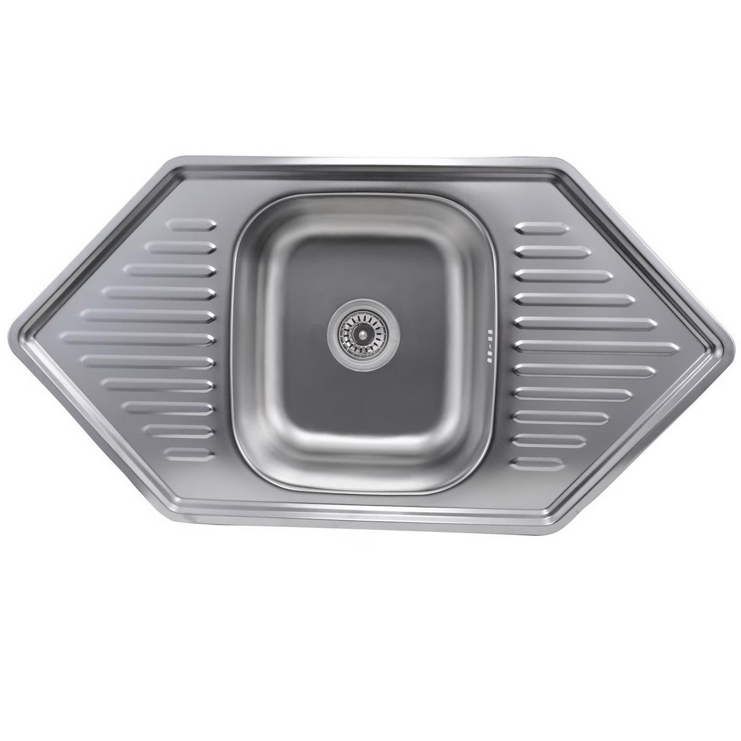 Мойка кухонная Platinum PLS-A638 из нержавеющей стали угловая 950x500 мм (151917)