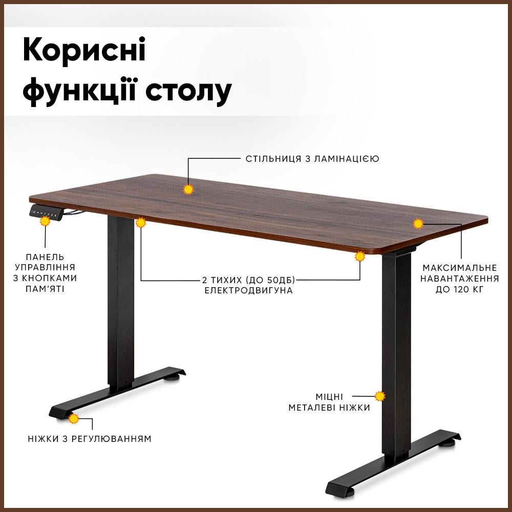 Стол Mealux PowerDesk Duo Walnut с электрорегулировкой высоты (EVO-242 Walnut/B) - фото 2