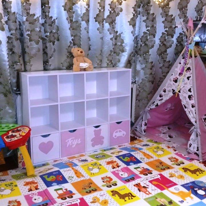 Стелаж для дитячих іграшок та книг Gap на 12 осередків 128х30х97 см (СД12Б-СВ10)