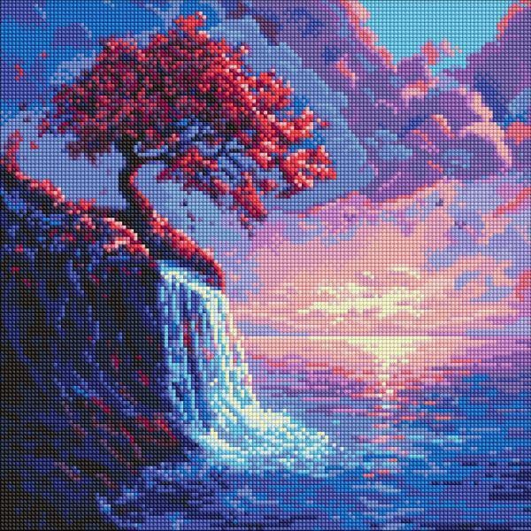 Алмазна мозаїка Ideyka Сакура в потоці 40x40 см (Id-AMO8210)