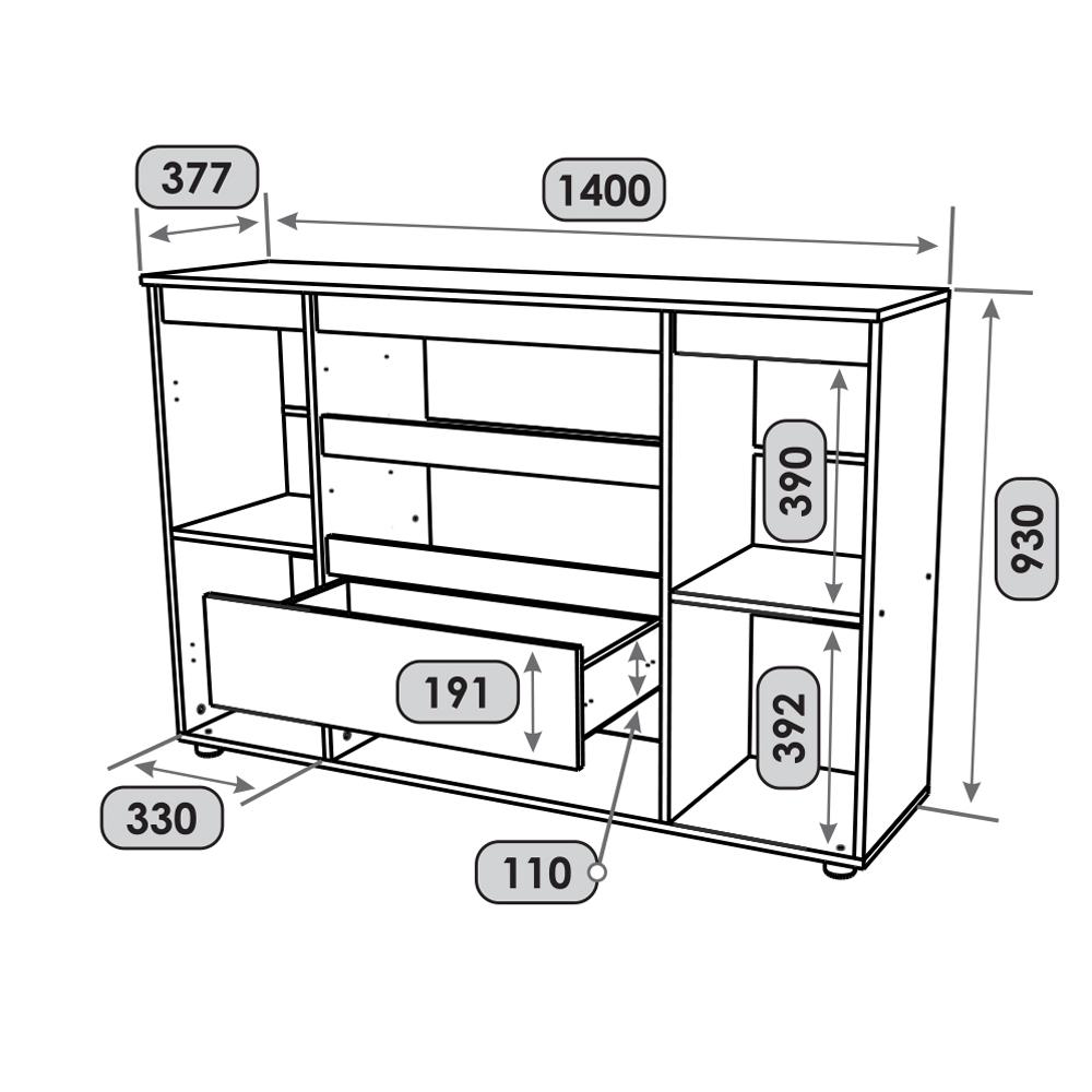 Комод Эверест КЛ-4 Лайт телескопические направляющие 140х38х93 см Дуб Крафт Белый (EVR-071077) - фото 6 Комод Эверест КЛ-4 Лайт телескопические направляющие 140х38х93 см Дуб Крафт Белый (EVR-071077) - фото 6