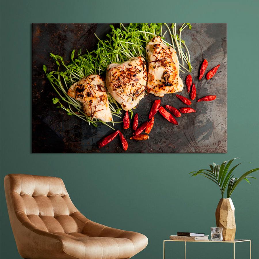 Настенний декор Куриная грудка с микрозеленью 51x34 см (A435-1)