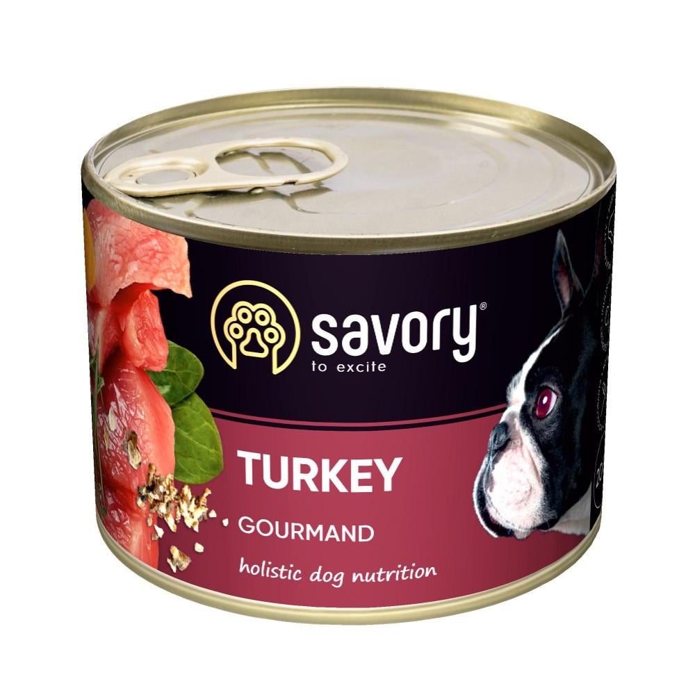 Корм влажный Savory Dog Gourmand Turkey паштет для взрослых собак всех пород с индейкой 200 г (4820232630976)