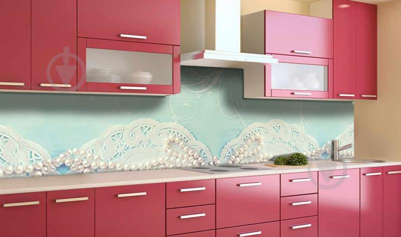 Наклейка виниловая кухонный фартук  Zatarga  "Кружево и жемчуг"  600х3000 мм