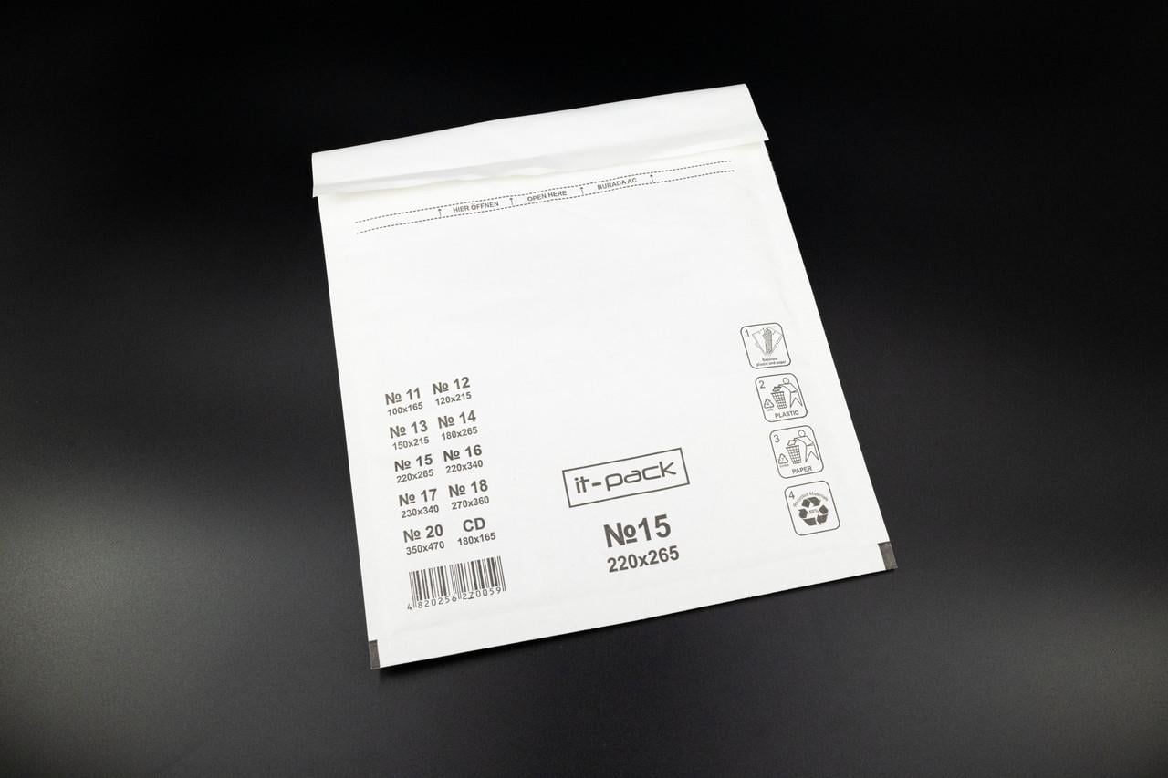 Конверт бандерольный №15 VIP с воздушной прослойкой и отрывной лентой 26х22 Белый (BG-578-3)