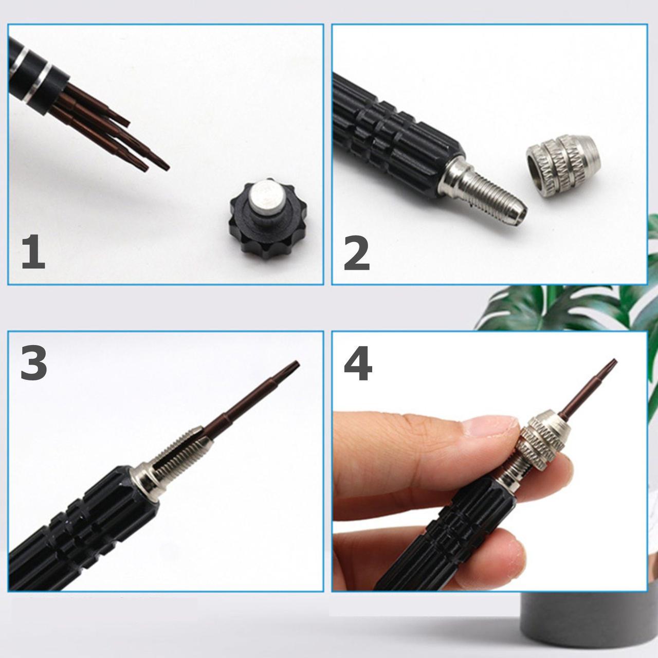 Викрутка прецизійна цангова 5 намагнічених змінних жал Black (137759) - фото 7