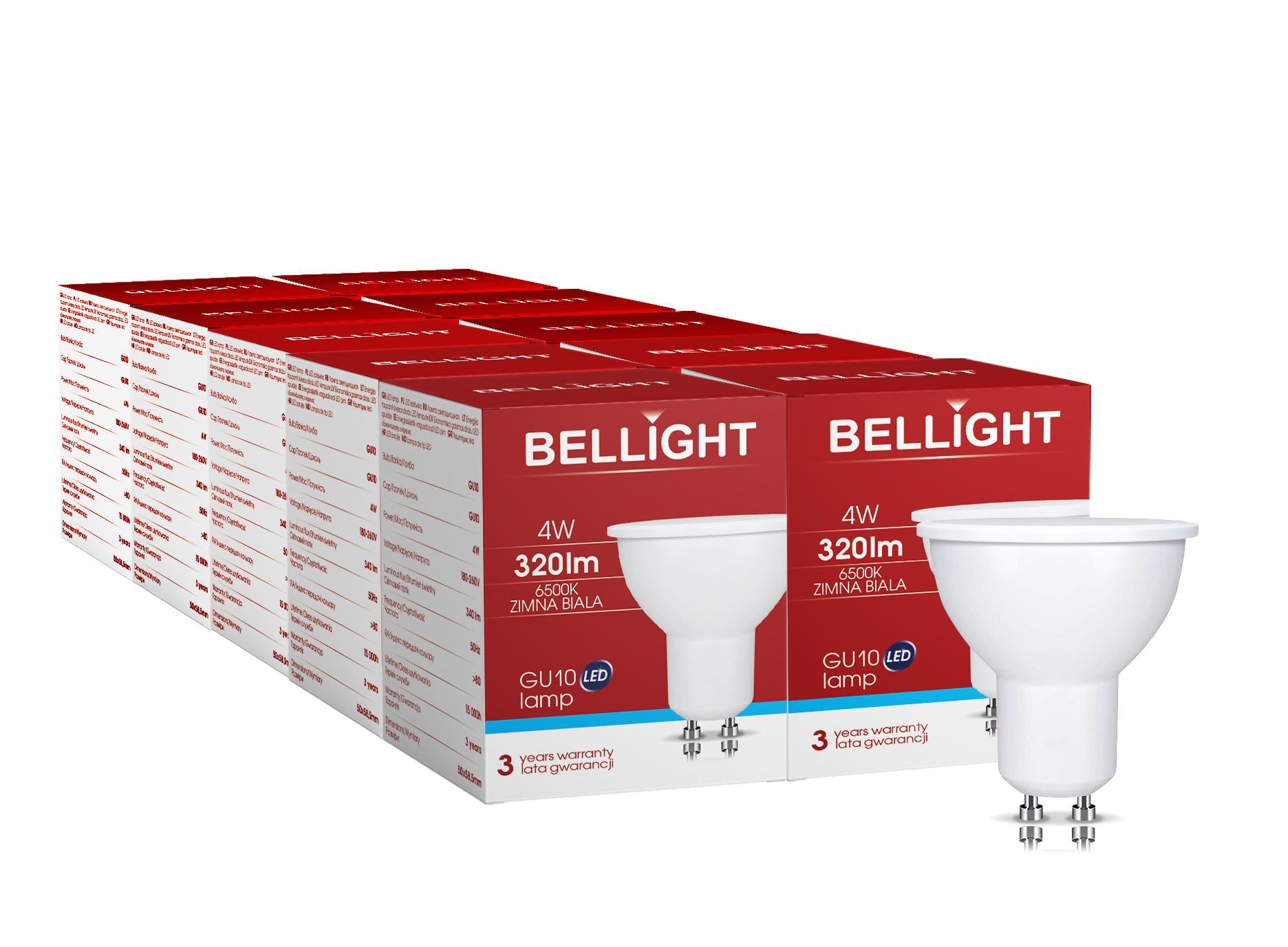 Набор ламп Bellight GU10 220-240V светодиодных 4W 6500K 10 шт.