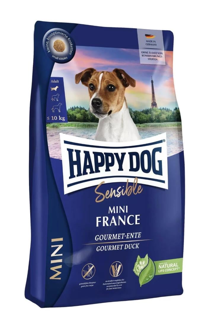 Корм сухой для собак мелких пород Happy Dog HD Sensible Mini France с уткой 4 кг (61242) - фото 1