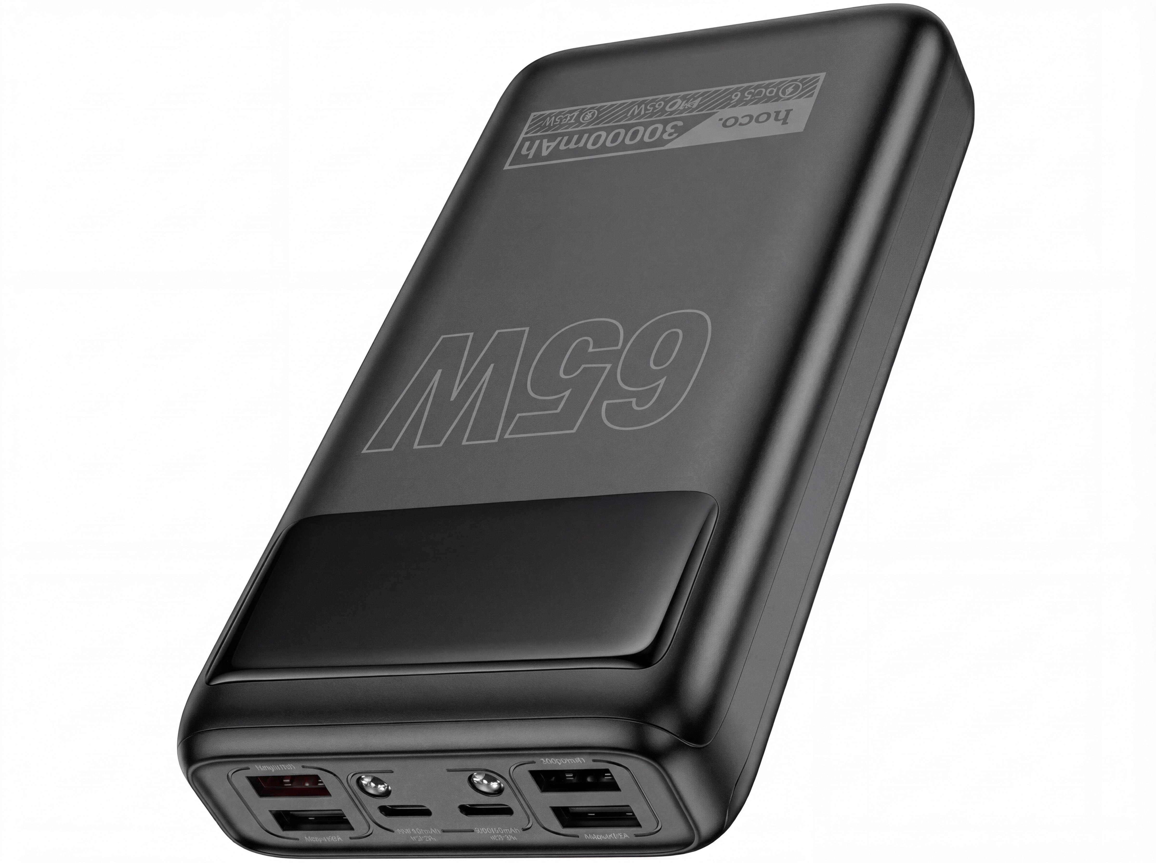Повербанк Hoco 30000 mAh 65W ліхтарик 4хUSB/2хType-C Чорний (511261) - фото 4