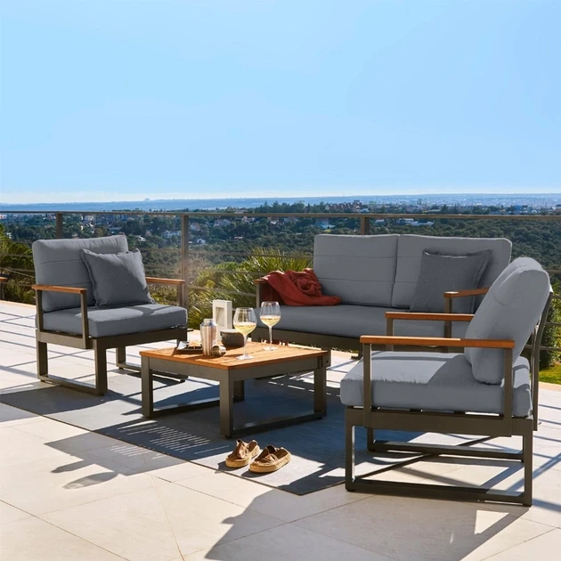 Комплект садовой мягкой мебели в стиле Loft с металлическим каркасом Серый (KS-1239)