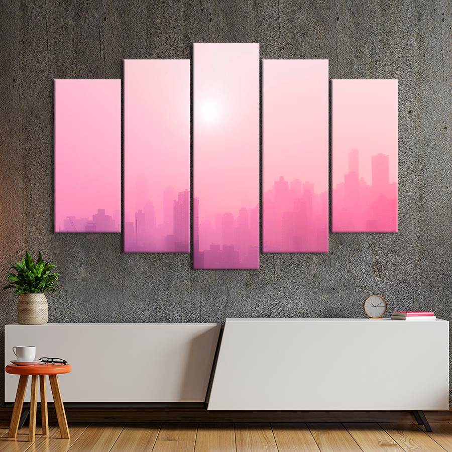 Картина город Туманные силуэты мегаполиса 187x119 см (A640-5)