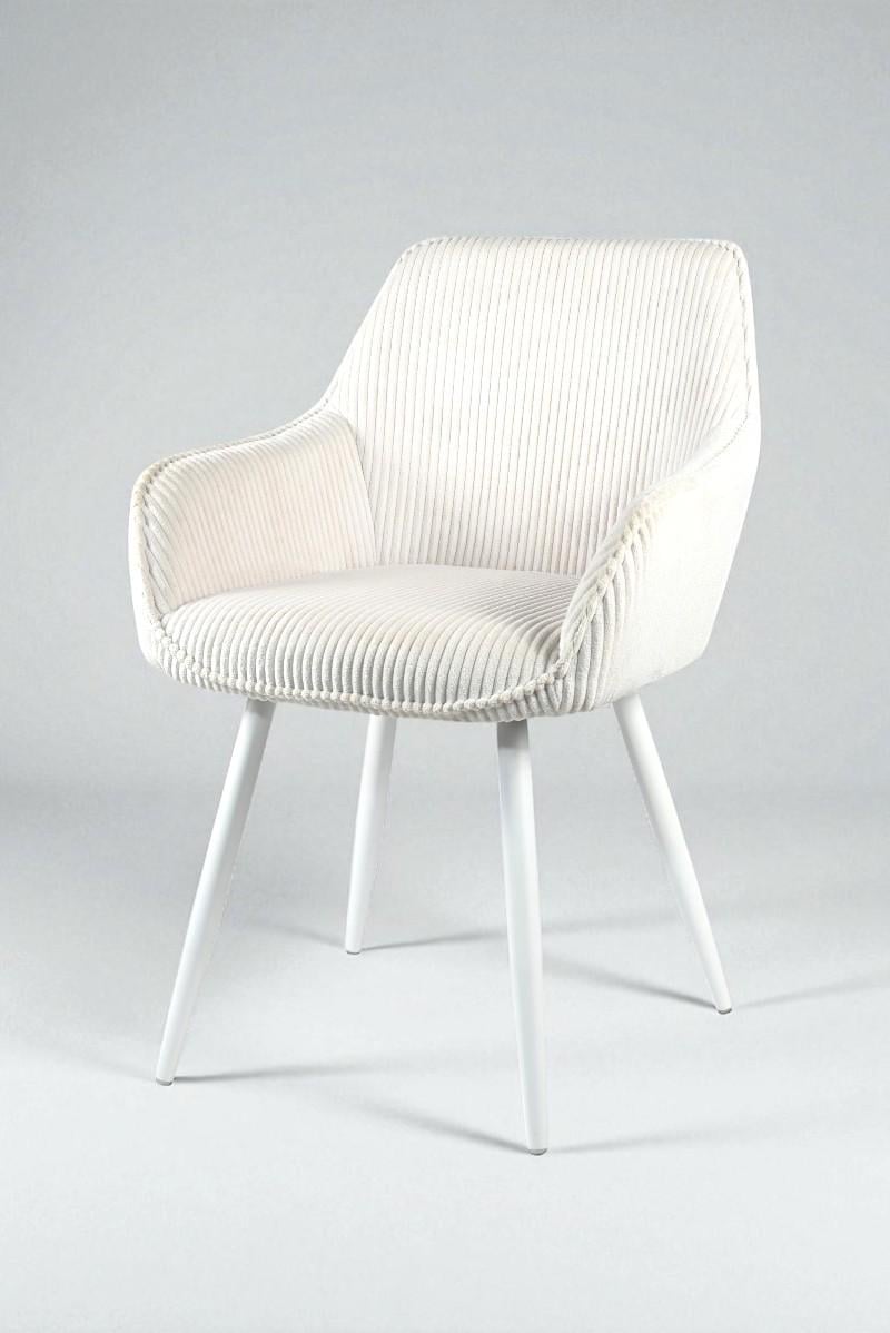 Обеденный стул со спинкой Линн М-240 с подлокотниками вельвет 850х580х580 мм Белый антик (6238)