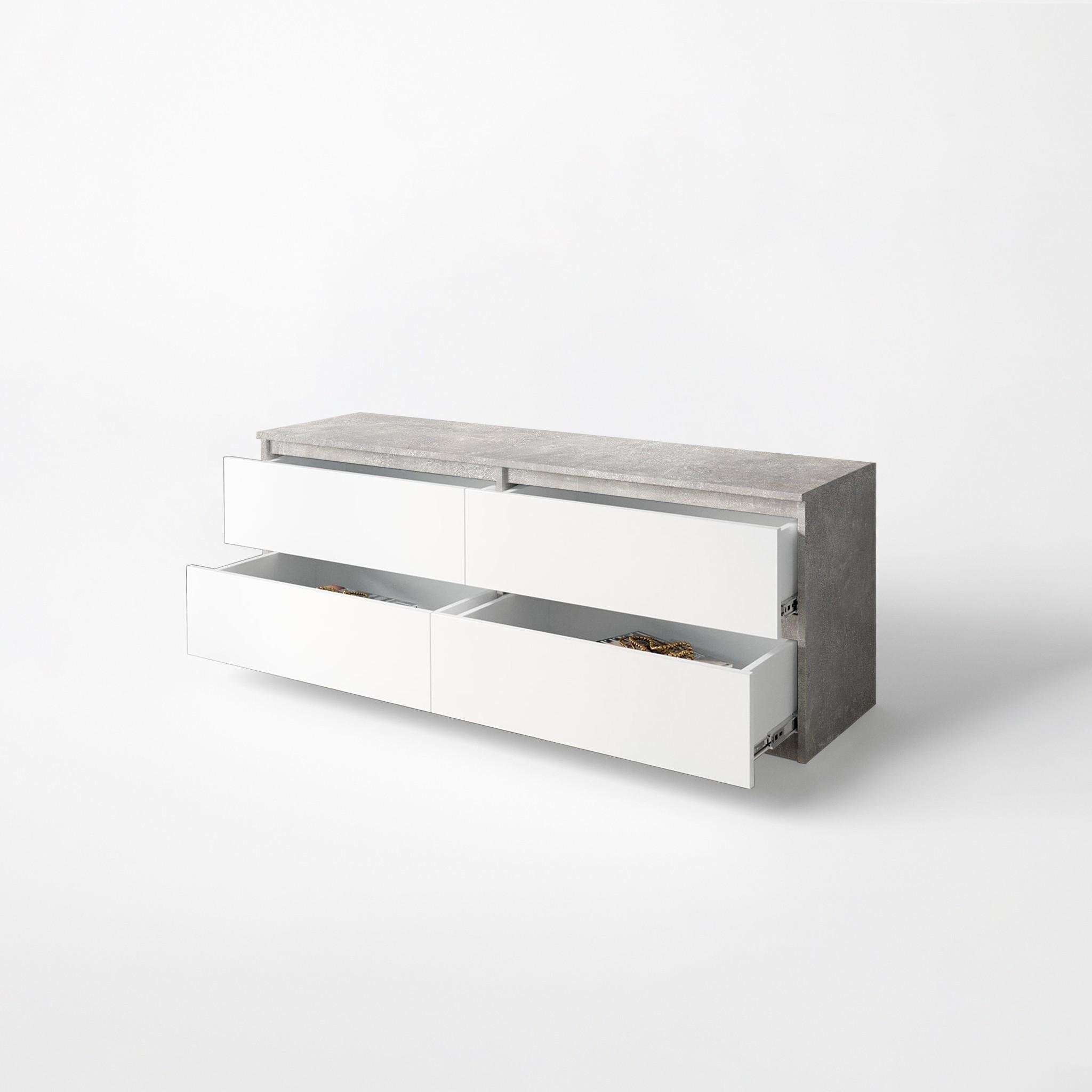 Комплект мебели в гостиную шкаф T-211/тумба телевизионная FT-223/комод FT-215 3003х502х2117 мм Бетон/Белый - фото 3 Комплект мебели в гостиную шкаф T-211/тумба телевизионная FT-223/комод FT-215 3003х502х2117 мм Бетон/Белый - фото 3