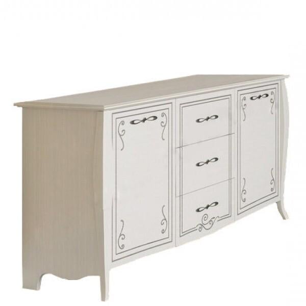 Комод Світ Меблів Тереза 2Д3Ш у вітальню/передпокій/спальню 1594x541x892 мм з ДСП колір Ясен білий