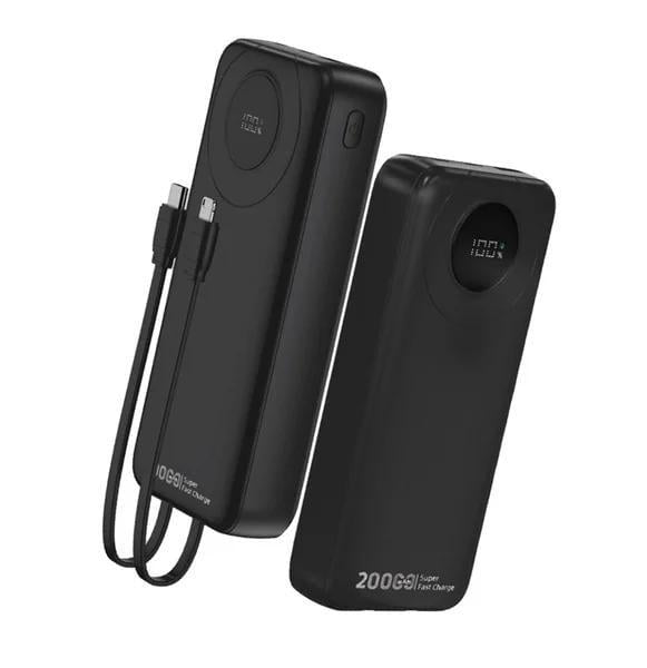 Повербанк Wuw TUGII Y202 Li-pol 20000 mAh PD QC3.0 22,5W со встроенными кабелями Black (33726722)