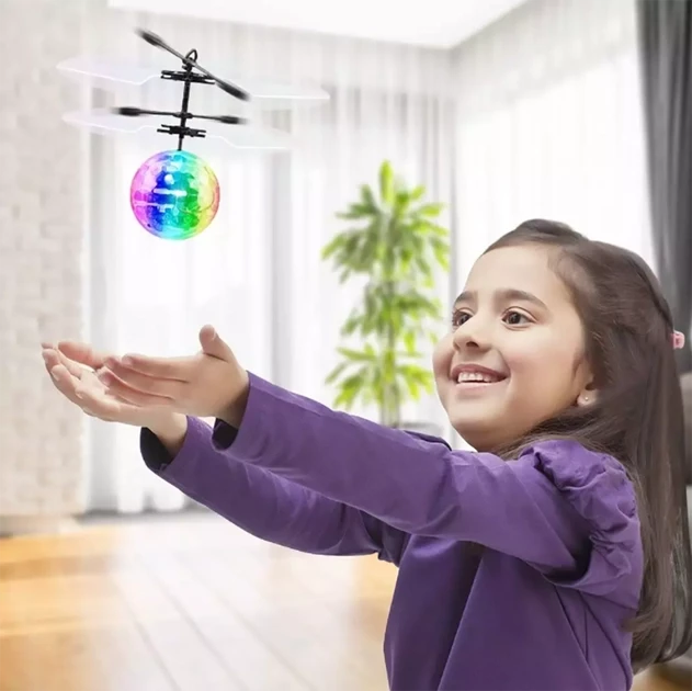 Интерактивная игрушка Sensor Flying Ball LED Летающий Шар-Вертолет светящийся сенсор от руки (17945724) - фото 5
