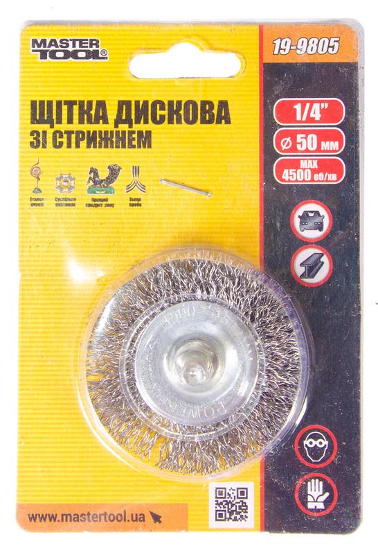 Щітка дискова Mastertool з рифленого дроту 50 мм зі стрижнем 1/4" (19-9805)