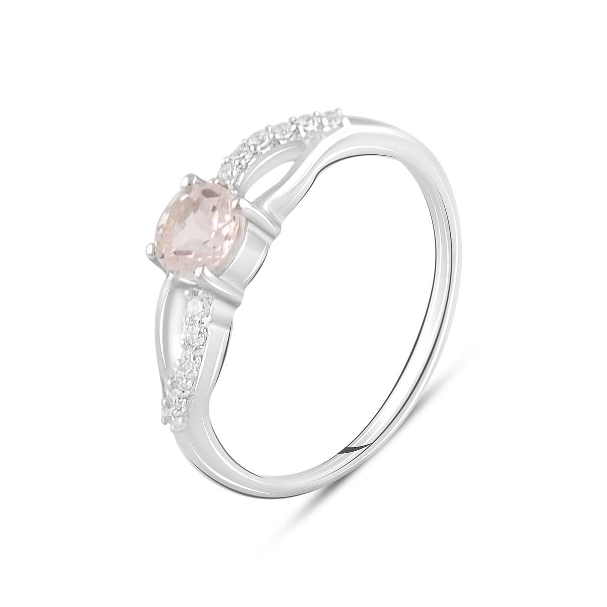 Кольцо серебряное с морганитом Nano овальной формы и фианитами р. 18 Кольцо серебряное с морганитом Nano овальной формы и фианитами р. 18