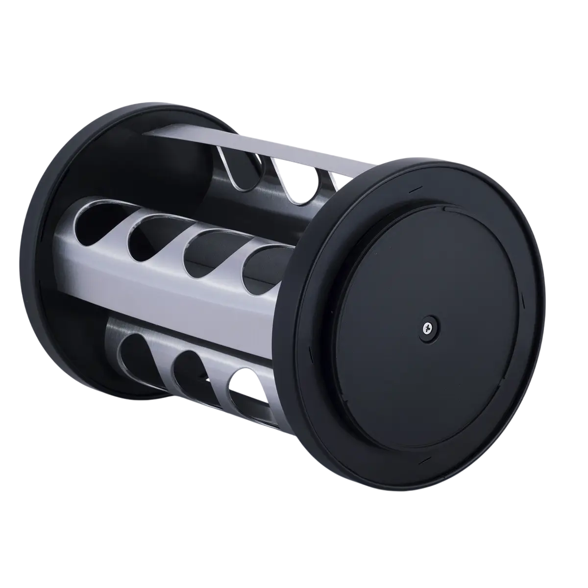 Набор емкостей для специй Kamille KM-7043 из нержавеющей стали и стекла на круглой подставке 28х19х19 см 16 шт. Черный/Серебряный (150-84-7043) - фото 2