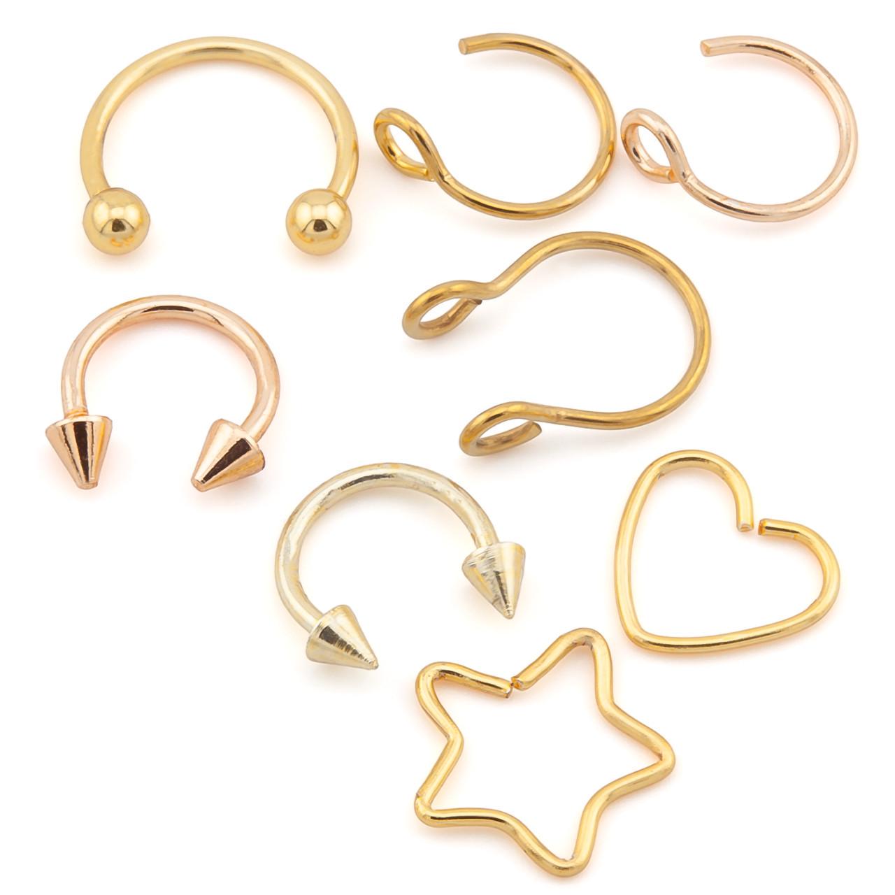 Набор подарочный пирсинга металлического 8 шт. Золотистый (НП1107п06)