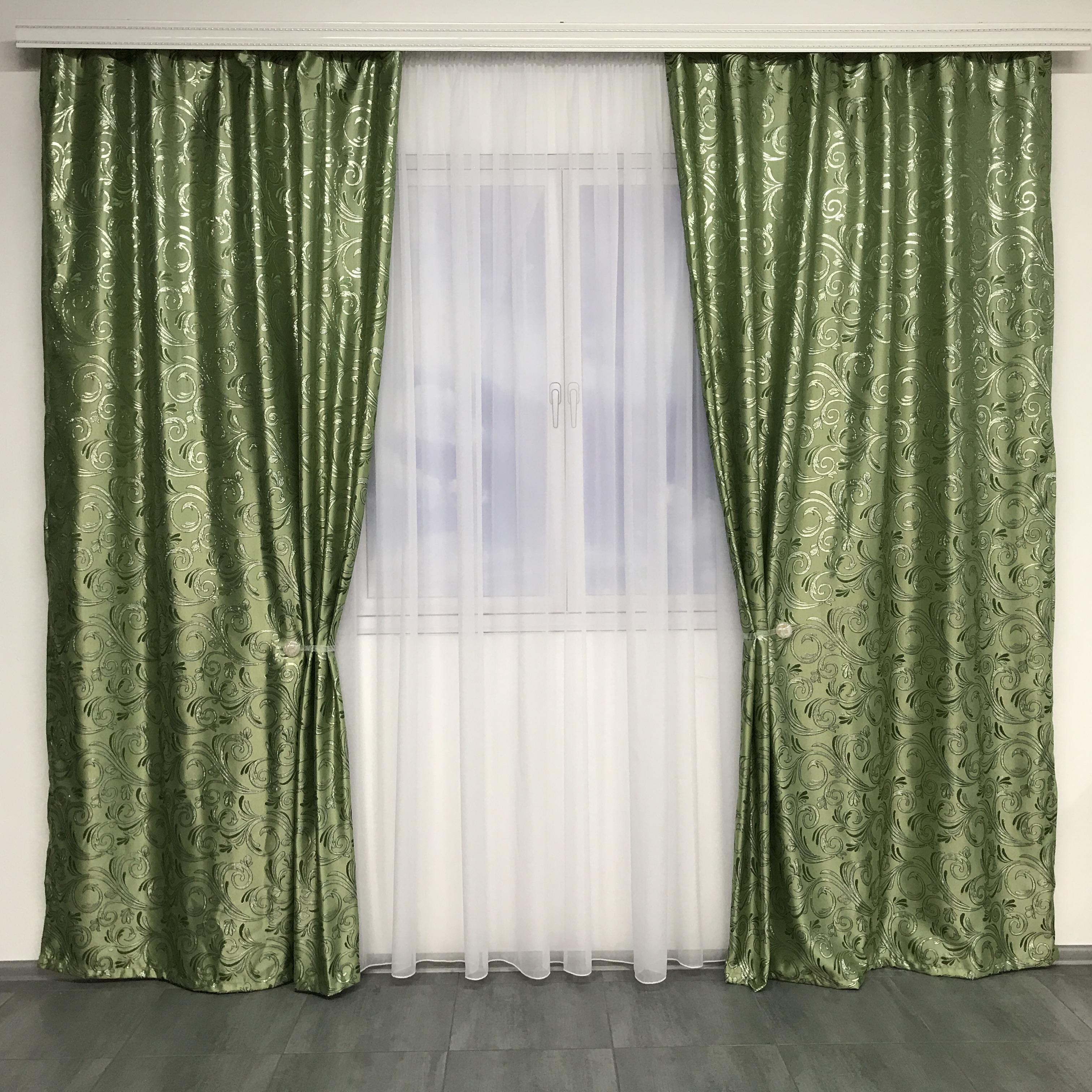 Шторы жаккардовые ALBO 150x270 см 2 шт. Зеленый