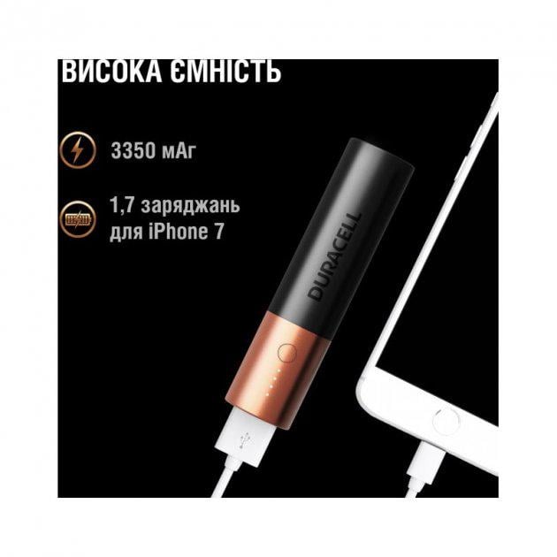 Батарея мобильная Duracell УМБ 3350 mAh Black/Copper - фото 6