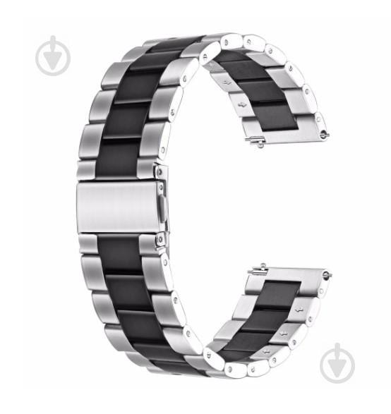 Ремешок BeWatch для Mobvoi TicWatch Pro 3 | Huawei Watch GT 2 46mm | GT 2 Pro Браслет стальной 22мм Duo Серебристо Черный (1025411)