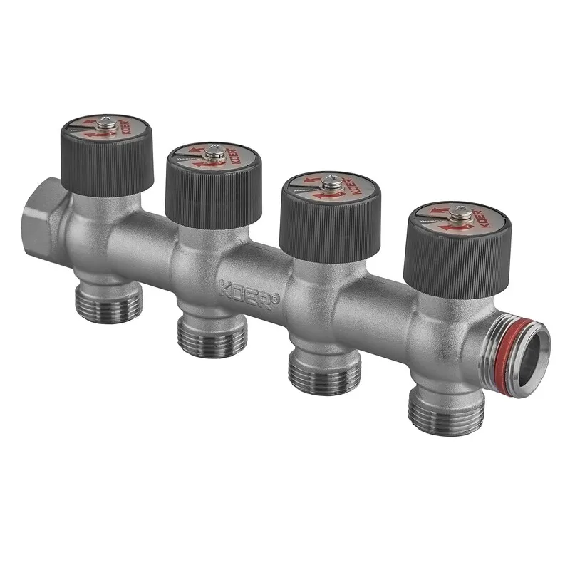 Коллектор вентильный без фитинга KOER KR.1128-4 3/4"x3/4"x3/4"x4 Ways (KR5873)