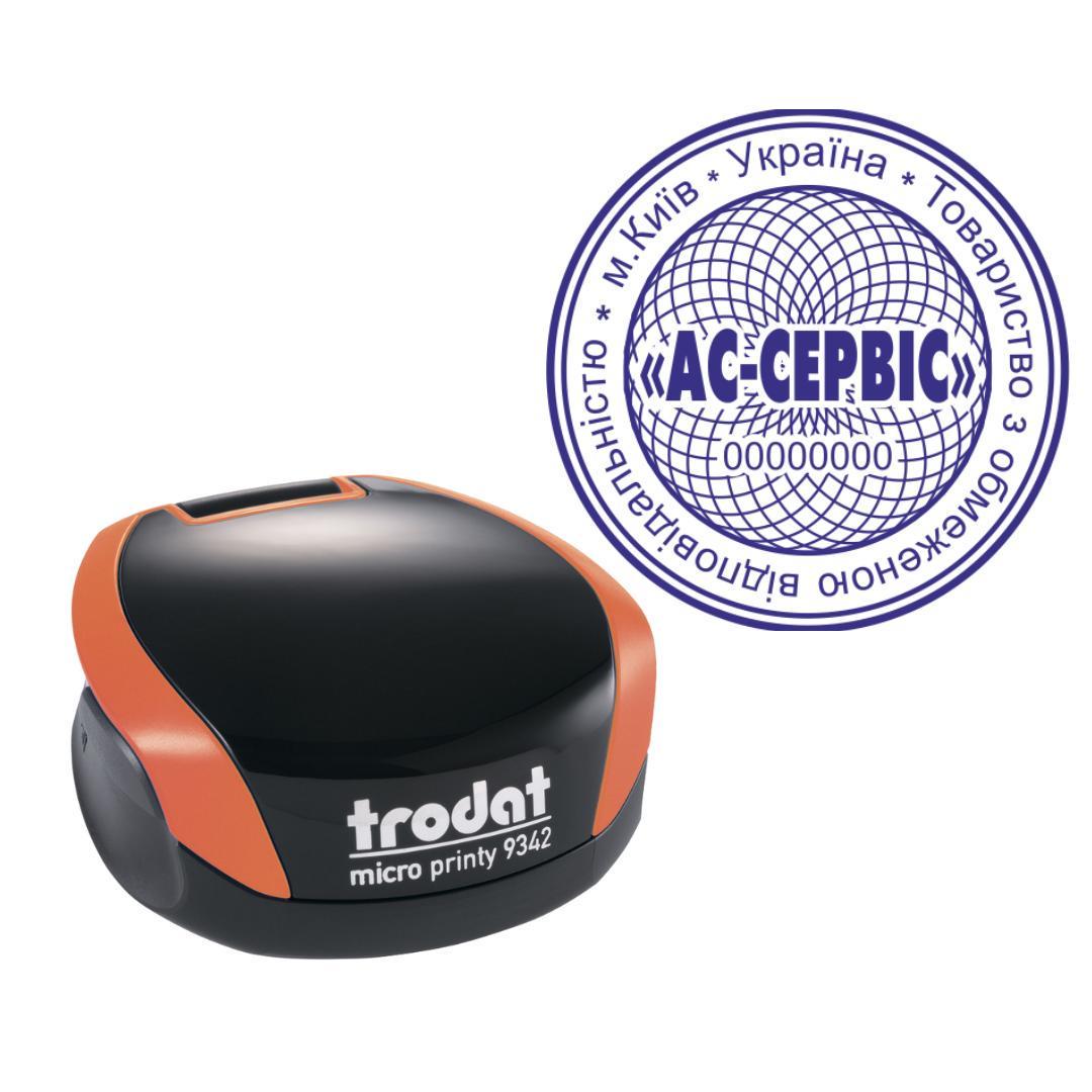 Печать ТОВ на карманном оснащении Trodat Micro Printy 9342 d 42 мм Оранжевый (ООО18/9342/O)