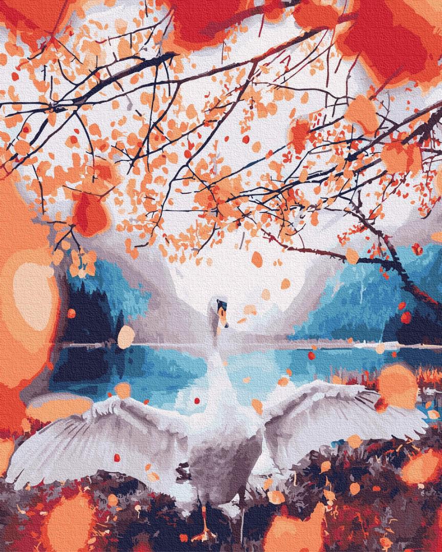 Картина по номерам Brushme Лебедка в золотых листьях 40х50 см (BRM25438) Картина по номерам Brushme Лебедка в золотых листьях 40х50 см (BRM25438)