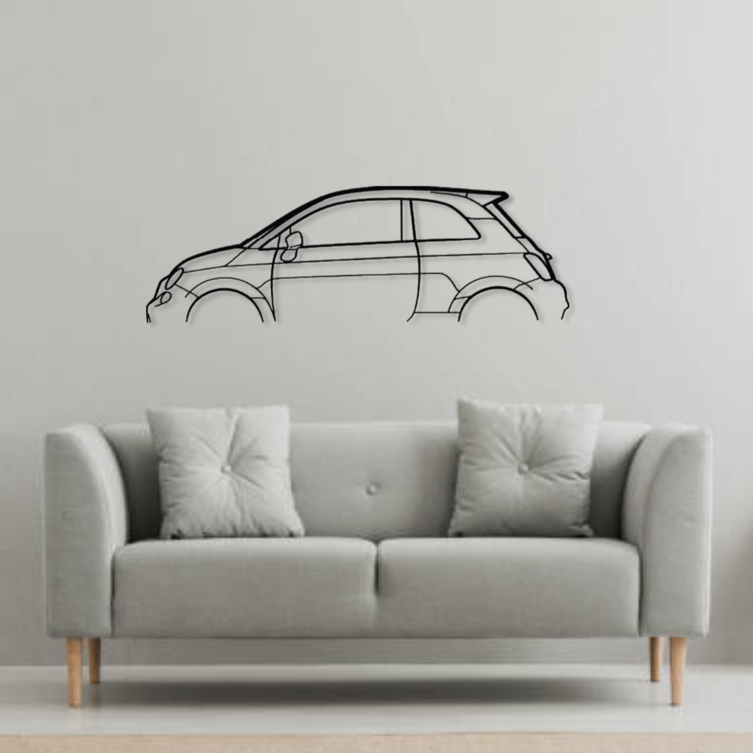 Декор на стену авто Fiat 500 из металла 120 см (auto111)