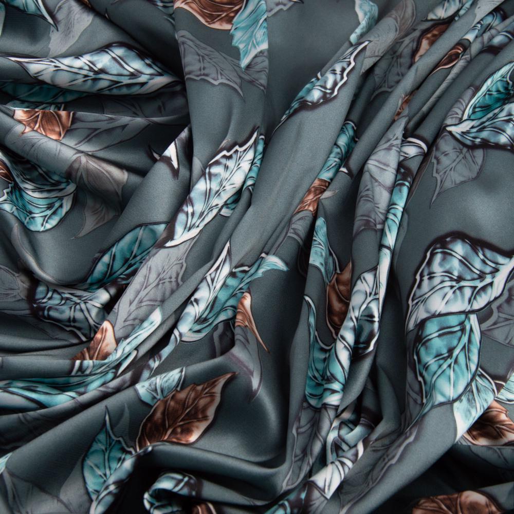 Ткань платевая атлас шелк Серо-зеленый (20895)