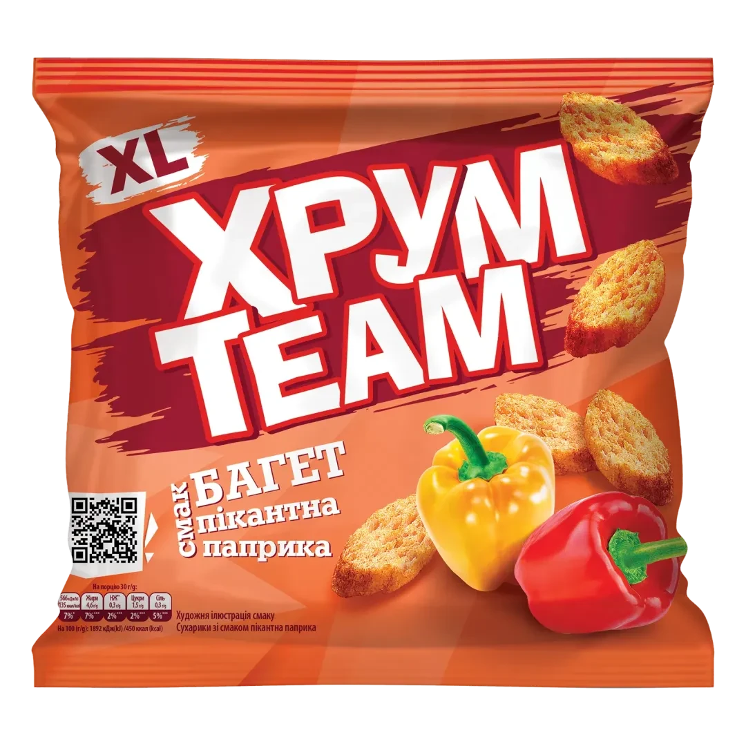 Сухарики ХрумTeam Багет Пікантна паприка 100 г (4823063127080)