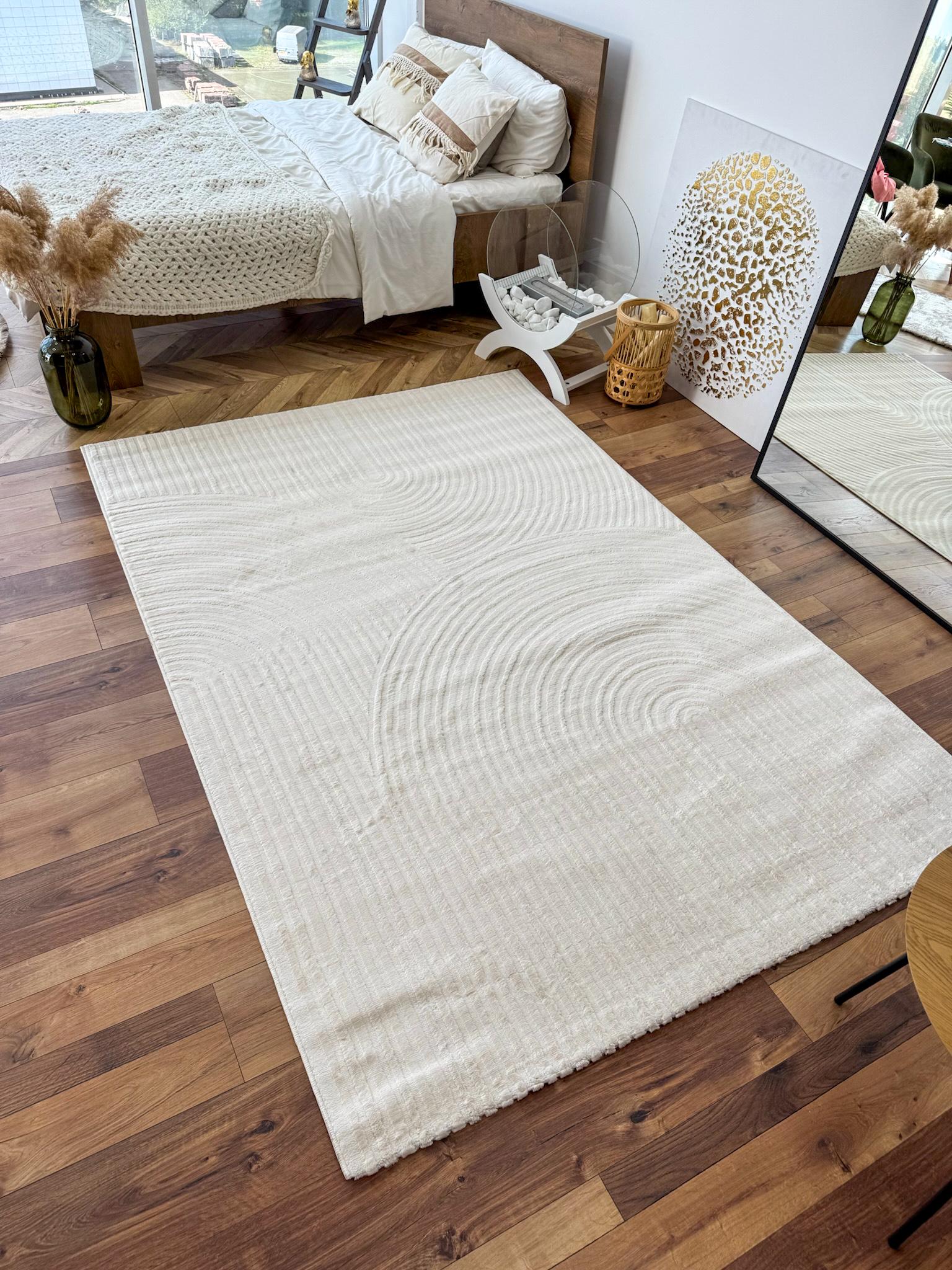 Килим низьковорсовий рельєфний з геометричним візерунком 240х340 см Білий - фото 7 Килим низьковорсовий рельєфний з геометричним візерунком 240х340 см Білий - фото 7