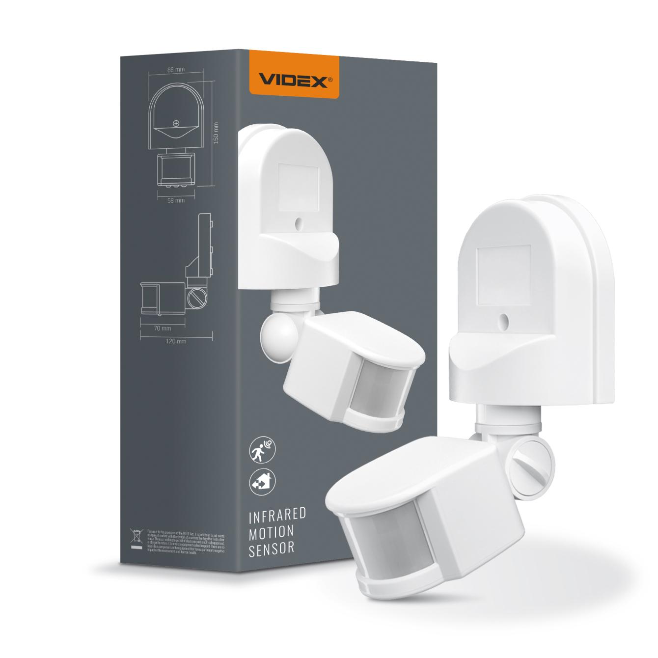 Датчик движения и освещенности Videx VL-SPW02W инфракрасный 1200W (26995615)