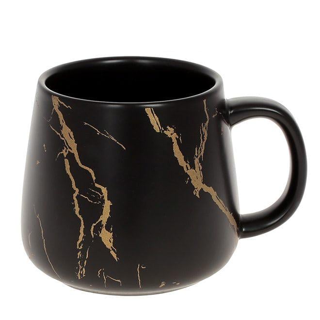 Чашка фарфоровая Flora Мраморная роскошь 0,45 л Черный (32608)