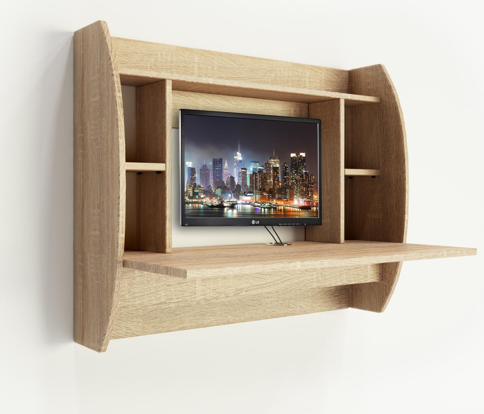 Стіл підвісний комп'ютерний Zeus Comfy Home AirTable Eco ЛДСП Дуб сонома - фото 3